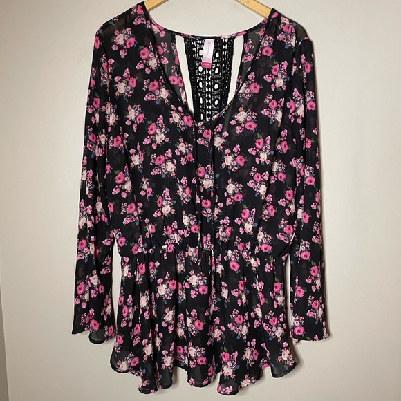 💜5 FOR $20💜 Sheer Floral Long Sleeve Top - Picture 2 of 5
